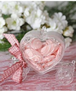 Carrosse coeur bonbonnière à dragées en plexi