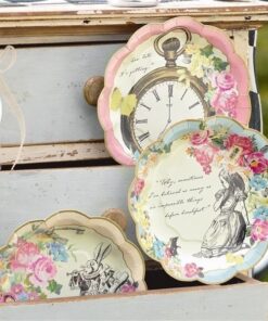 12 assiettes gâteaux Alice tea party 17cm
