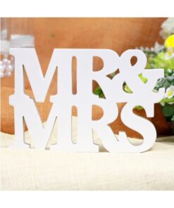 Location lettres en bois Mr & Mrs blanc