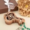 Boite alliances mariage clé vintage bronze