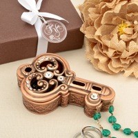Boite alliances mariage clé vintage bronze