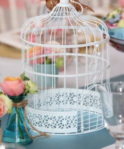LOCATION Cage à oiseau décorative blanc metal