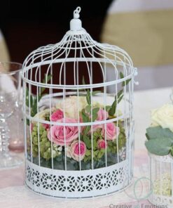 LOCATION Cage à oiseau décorative blanc metal