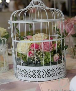LOCATION Cage à oiseau décorative blanc metal