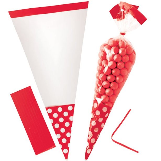 10 sachets bonbons cello cone rouge à pois 10 sachets bonbons cello cone rouge à pois