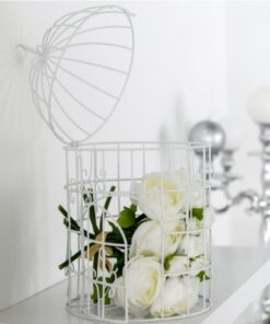 LOCATION Cage à oiseau décorative blanc metal