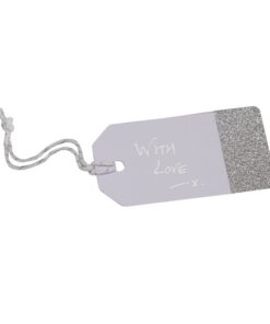 10 étiquettes tag blanc et argent pailleté glitz