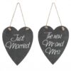 2 coeurs mariage suspensions style ardoise
