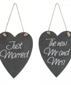 2 coeurs mariage suspensions style ardoise