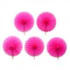 5 mini rosace éventail fuchsia rose vif en papier