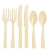 24 couverts en plastique vanille ivoire anniversaire enfant