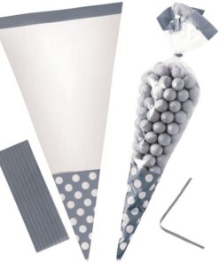 10 sachets bonbons cellophane gris