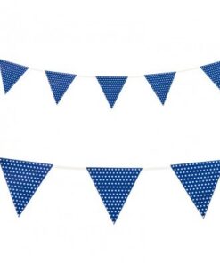 Banderole fanions bleu marine navy pois blanc