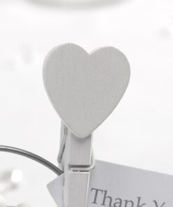 20 pinces épingles en bois coeur blanc