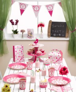 Guirlande fanion 1er anniversaire petit oiseau rose