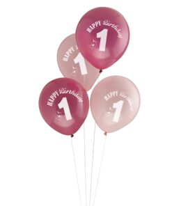 8 ballons 1 an rose premier anniversaire