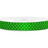 Ruban de satin vert foncé pois blanc 12mm 25M