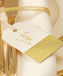 12 étiquettes tag ivoire et or paillettes glitz