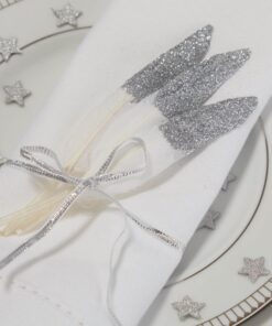 10 plumes paillettes gris argent