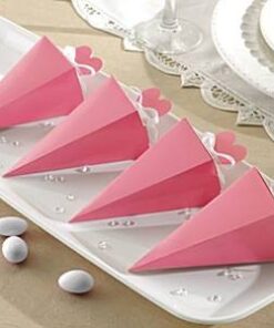 50 cônes à dragées boîtes carton rose