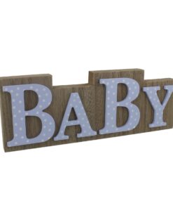 LOCATION panneau BABY en bois bleu à pois