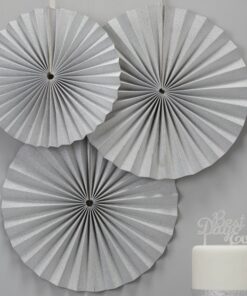 3 rosaces papier gris argent paillettes