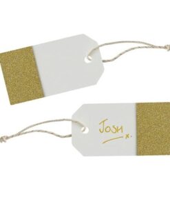 12 étiquettes tag ivoire et or paillettes glitz