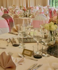 Location noeud de chaise rose clair en satin