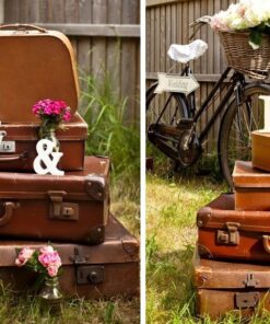 Location valise vintage marron deco mariage