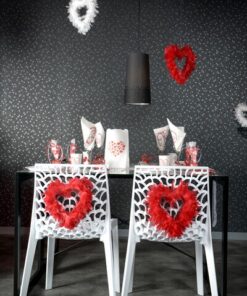 Coeur en plumes rouge 20 cm déco table salle