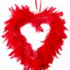 Coeur en plumes rouge 20 cm déco table salle