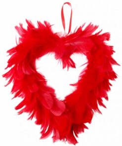 Coeur en plumes rouge 20 cm déco table salle