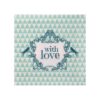 20 serviettes "with love" vintage menthe oiseau