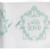 Chemin de table "With Love" blanc vert menthe 5M