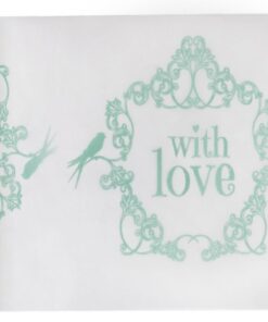 Chemin de table "With Love" blanc vert menthe 5M