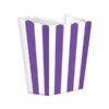 5 pots à popcorn rayures blanc mauve violet
