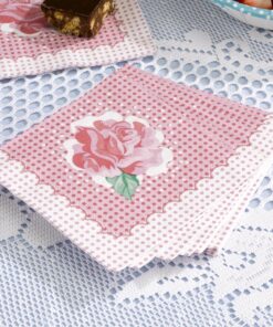 20 serviettes liberty rose rétro pois shabby