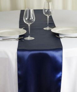 Tissu satin bleu marine 36cm 9M chemin de table