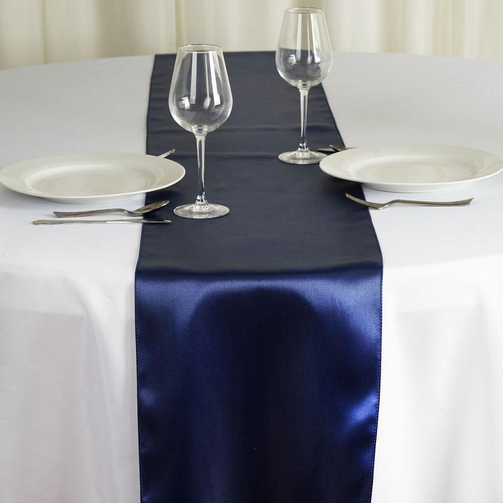Tissu satin bleu marine 36cm 9M chemin de table Tissu satin bleu marine 36cm 9M chemin de table