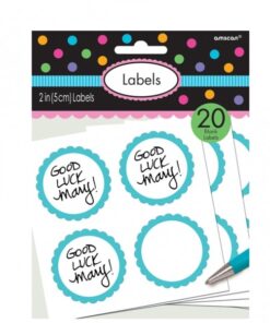 20 Etiquettes rondes candy bar bleu turquoise