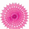 1 éventail rosace en papier damassé fuchsia