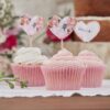 10 pics drapeau coeur fleurs cake topper