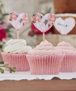 10 pics drapeau coeur fleurs cake topper
