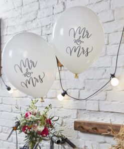 10 ballons mariage Mr & Mrs bohème
