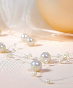 5 guirlandes de perles creme ivoire 1M30