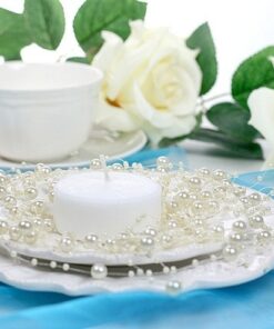 5 guirlandes de perles creme ivoire 1M30