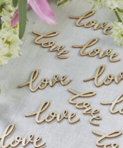 Confettis mariage love en bois par 25
