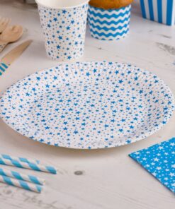 8 assiettes étoile bleue table anniversaire