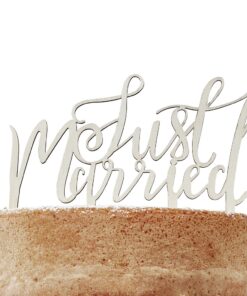 Cake topper just married en bois mariage bohème