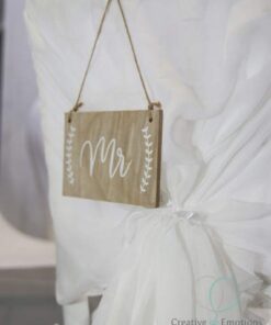 2 pancartes en bois Mr & Mrs mariage dos chaise